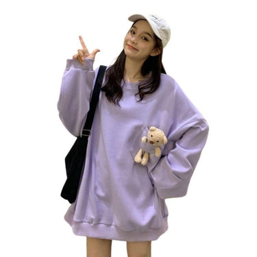 Teddy Bear Companion Lightweight Women's Sweatshirt Pullover Cute Kawaii Harajuku Girls Top Korean Style from NSE Imports #1.